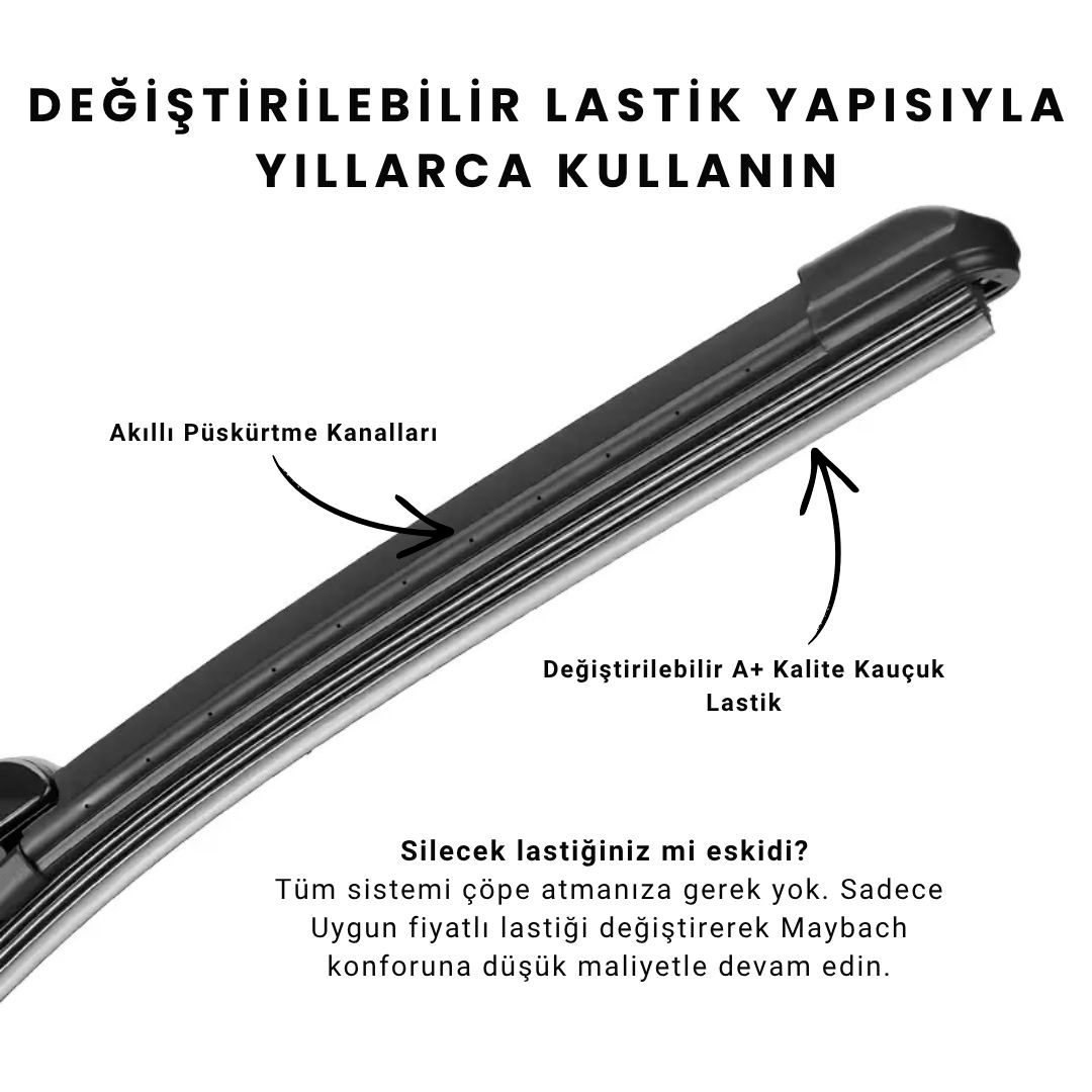 Maybach Tipi Akıllı Fıskiyeli Silecek Seti