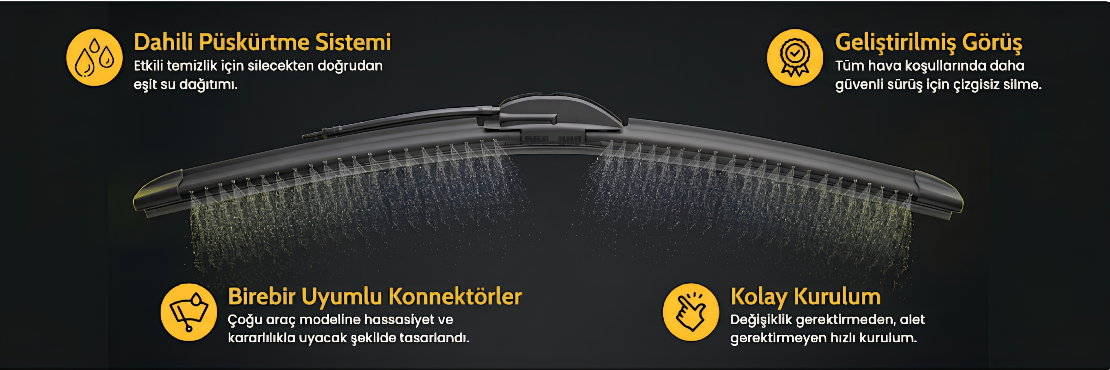 Maybach fıskiyeli silecek seti